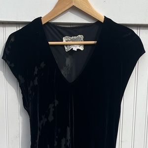 Flecked velvet and mesh stretch black maxi dress!